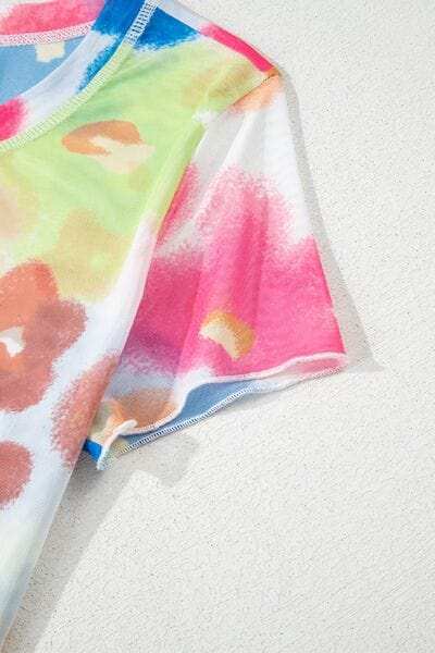 Printed Round Neck Short Sleeve Blouse - Trendsi - Flyclothing LLC