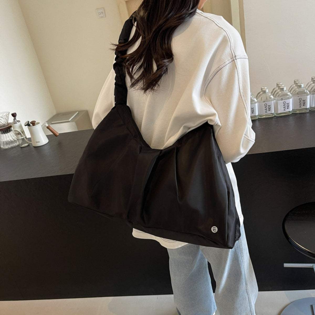 Ruched Large Tote Bag - Trendsi - Flyclothing LLC