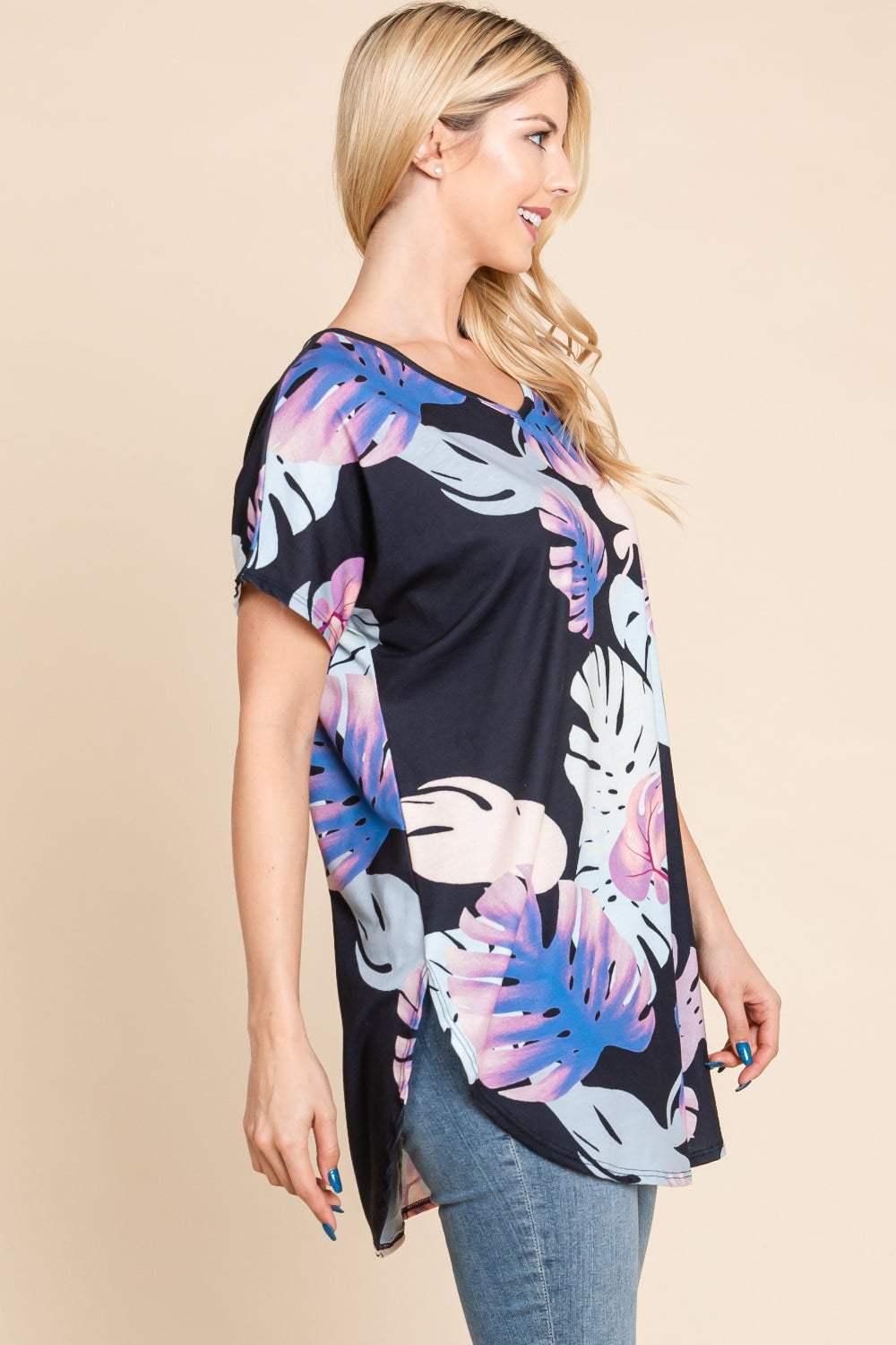 BOMBOM Printed Round Neck Short Sleeve T-Shirt - Trendsi - Flyclothing LLC