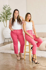 RFM Crop Dylan Full Size Tummy Control High Waist Raw Hem Jeans - Trendsi - Flyclothing LLC