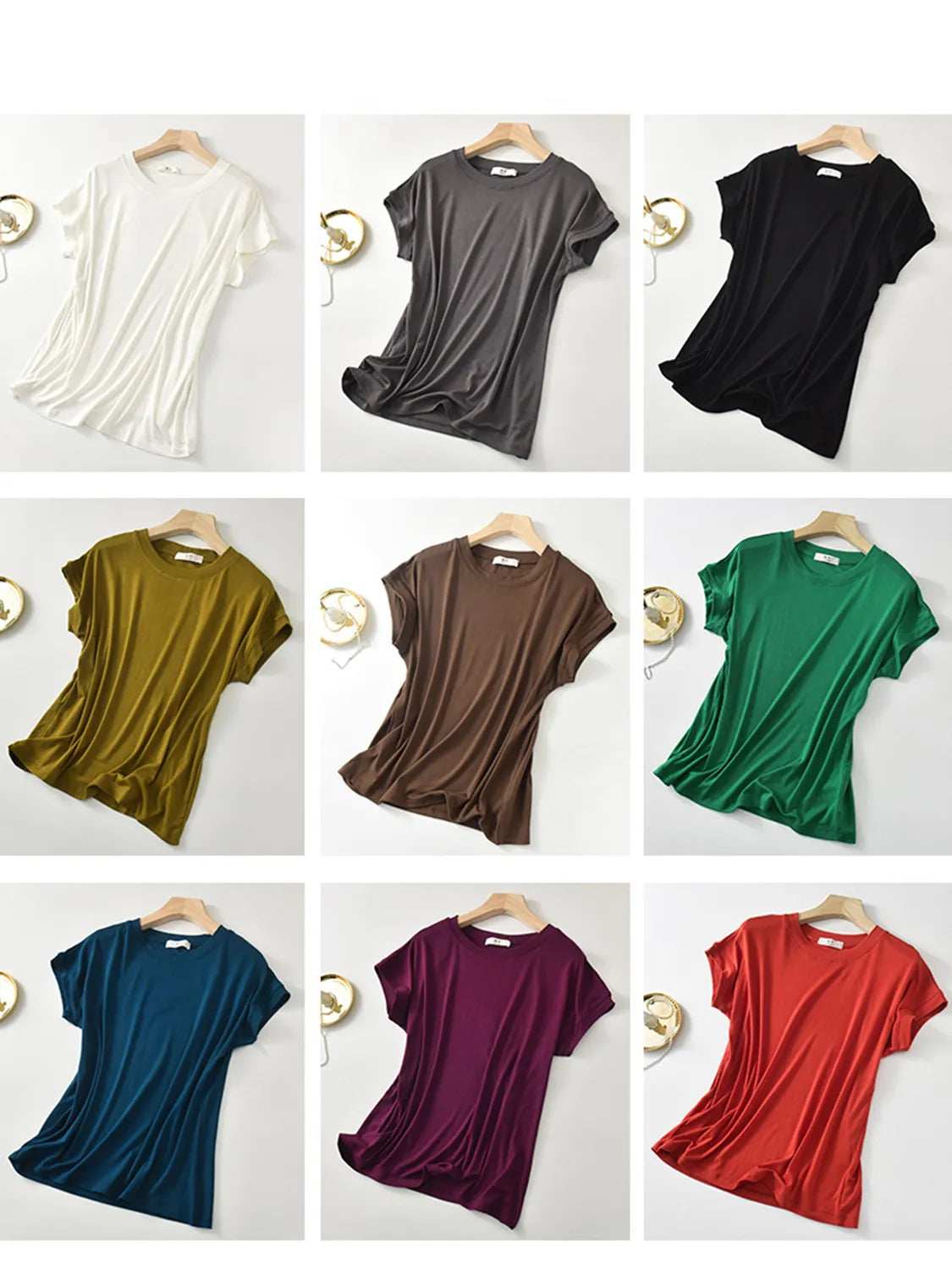 Round Neck Short Sleeve T-Shirt - Trendsi - Flyclothing LLC