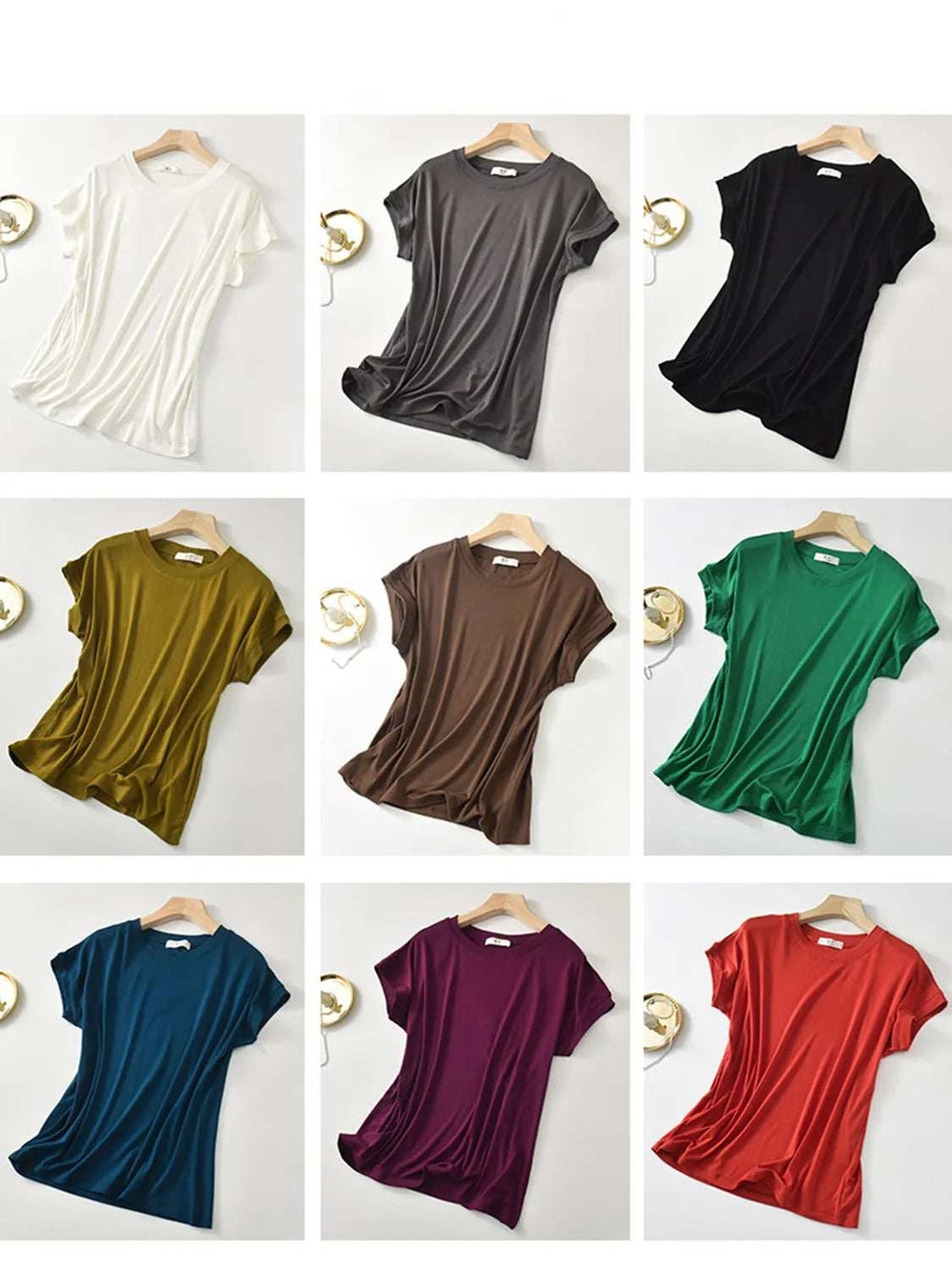 Round Neck Short Sleeve T-Shirt - Trendsi - Flyclothing LLC