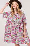 SAGE + FIG Floral Button Down Mini Shirt Dress - Trendsi