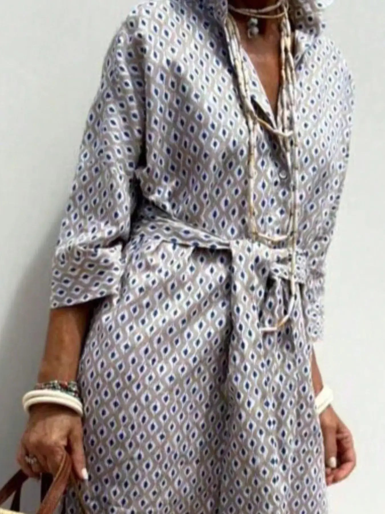 Full Size Printed Button-Down Midi Dress Plus Size - Trendsi - Flyclothing LLC