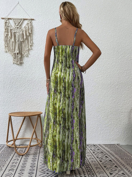 Full Size Printed Scoop Neck Maxi Cami Dress - Trendsi