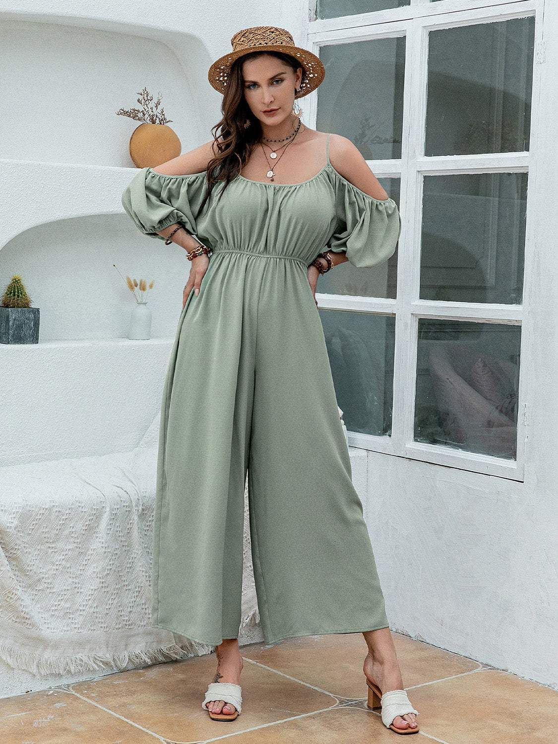 Spaghetti Strap Wide Leg Jumpsuit - Trendsi - Flyclothing LLC