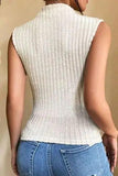 Ribbed Mock Neck Slim Tank - Trendsi
