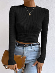 Round Neck Long Sleeve T-Shirt - Trendsi