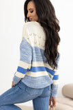 Contrast Round Neck Long Sleeve Sweater - Trendsi