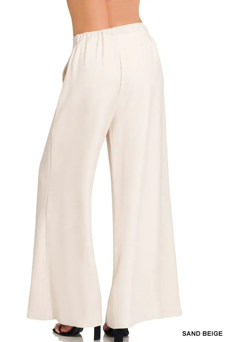 Zenana Relaxed Fit Elastic Waisted Wide Leg Pants - Trendsi - Flyclothing LLC