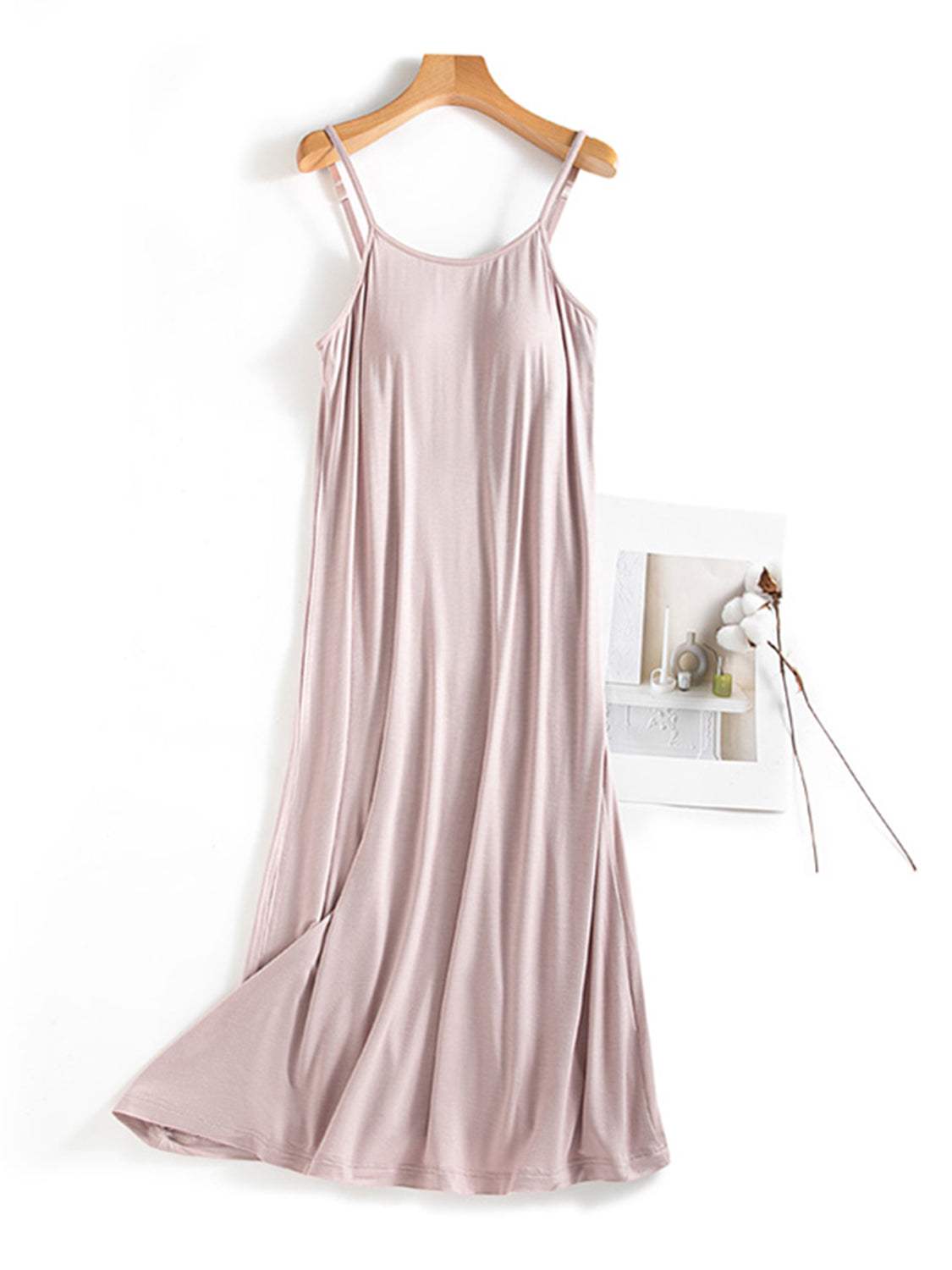 Scoop Neck Midi Cami Dress with Bra - Trendsi - Flyclothing LLC