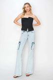 RISEN Full Size High Rise Cargo Flare Jeans - Trendsi - Flyclothing LLC
