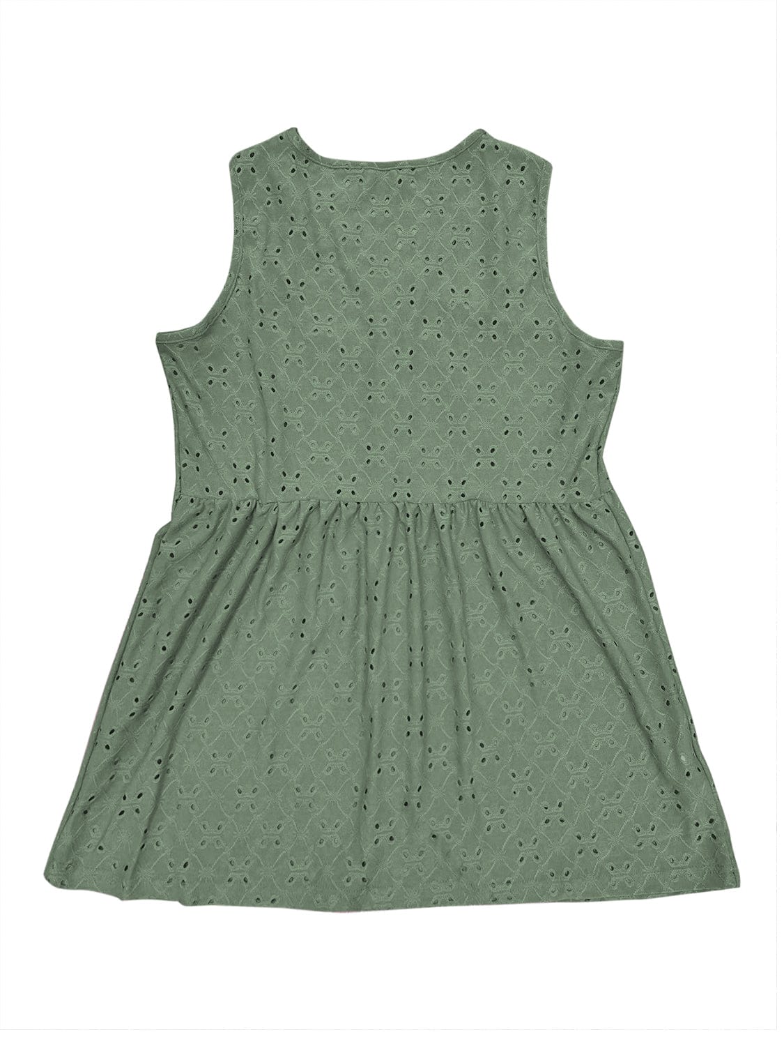 Full Size Eyelet Button Up V-Neck Tank - Trendsi