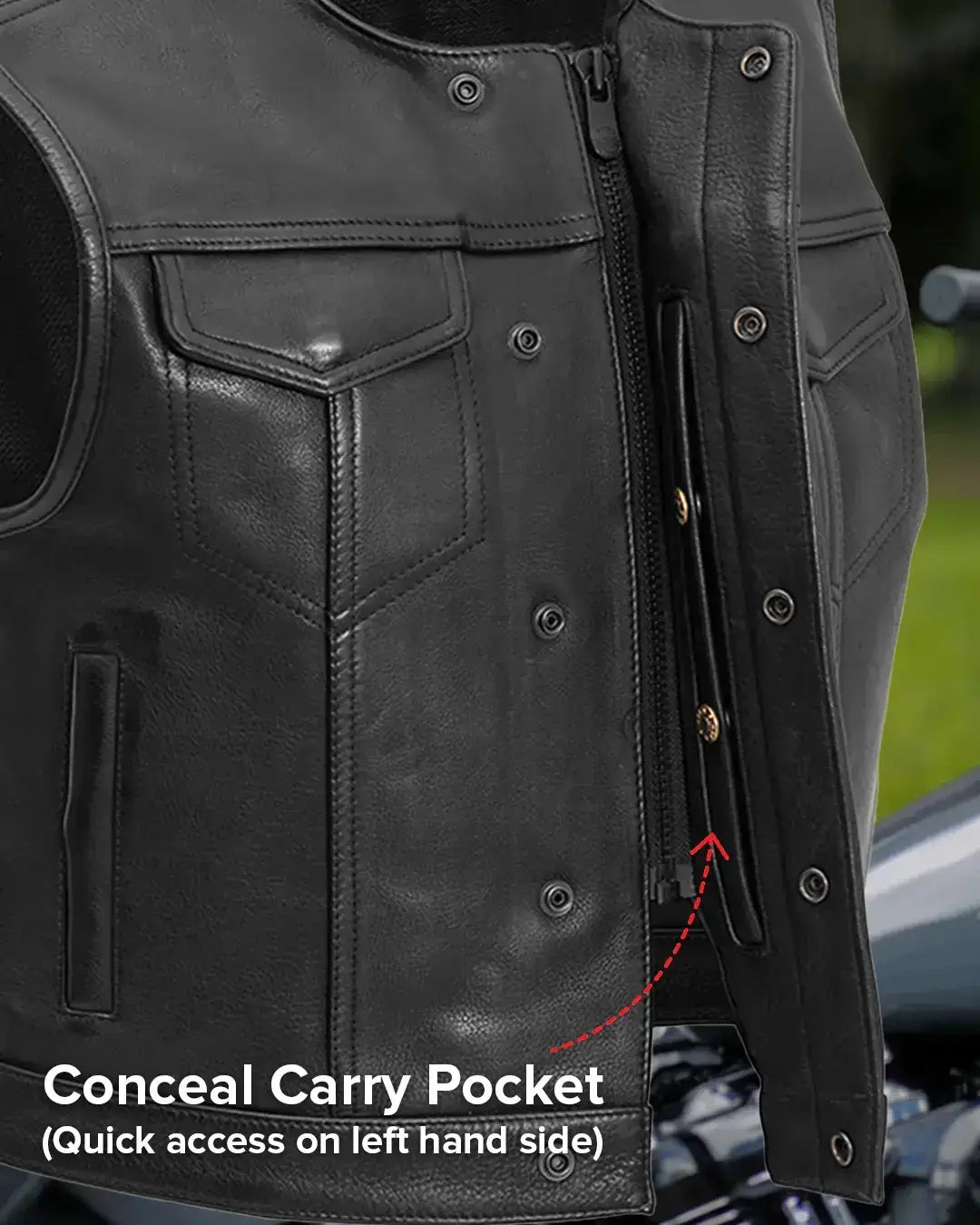 Lowside Men's Motorcycle Leather Vest - First Manufacturing Company - Flyclothing LLC