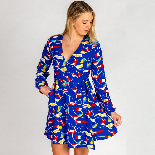 The Nauti Buoy | Nautical Wrap Dress - Shinesty