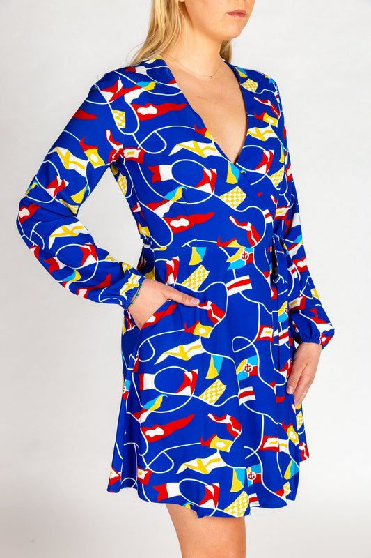 The Nauti Buoy | Nautical Wrap Dress - Shinesty