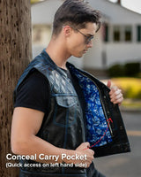 Downside Men's Motorcycle Leather Vest - First Manufacturing Company - Flyclothing LLC