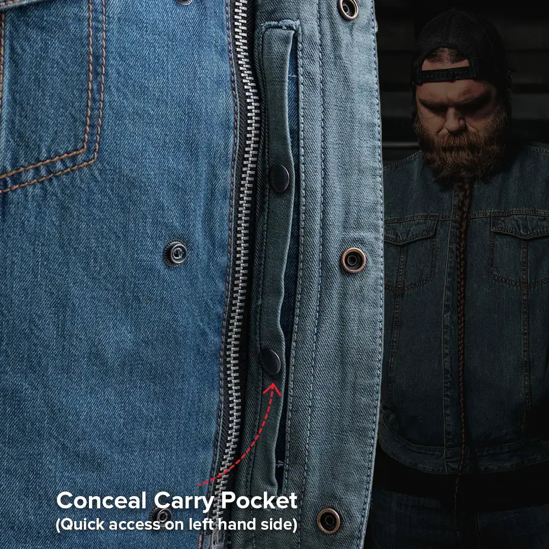 No Limit - Men's Motorcycle Denim Vest - First Manufacturing Company - Flyclothing LLC