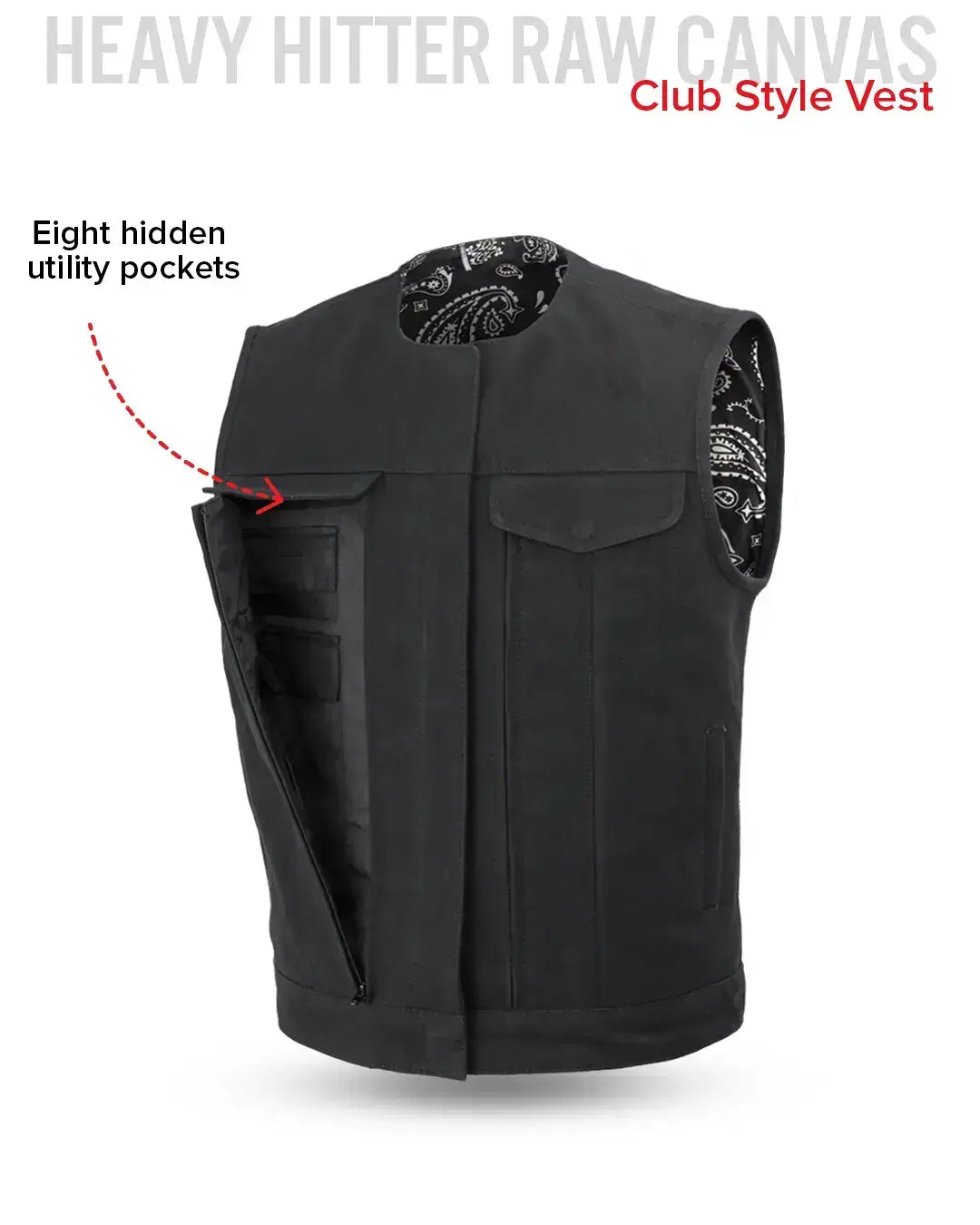Fairfax V2 Men's Motorcycle Canvas Vest - First Manufacturing Company - Flyclothing LLC