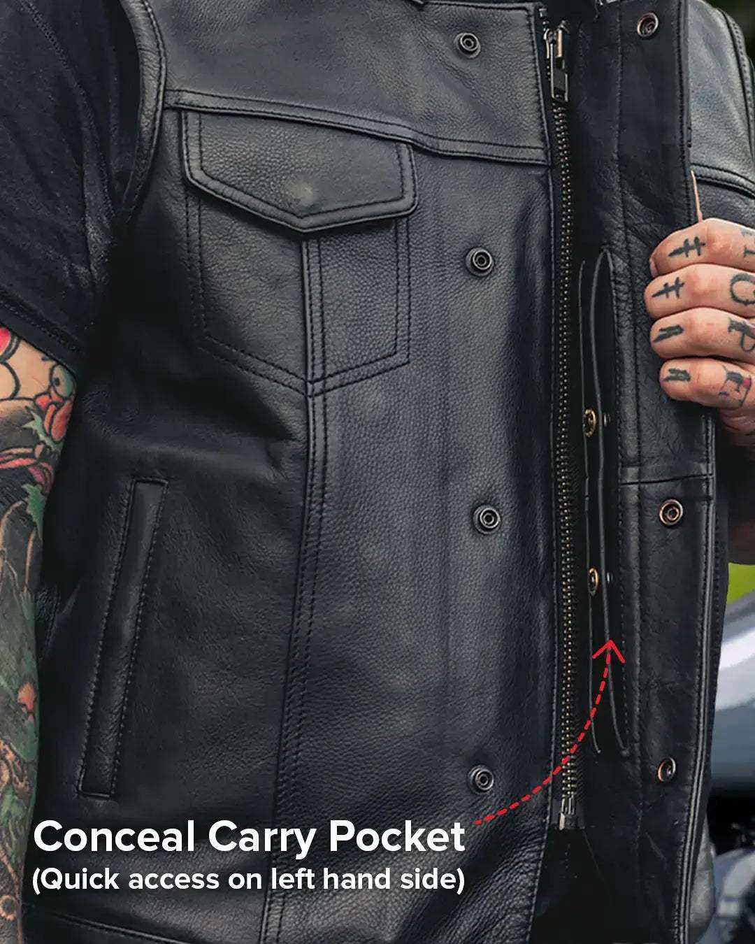 No Rival - Men's Motorcycle Leather Vest - First Manufacturing Company - Flyclothing LLC