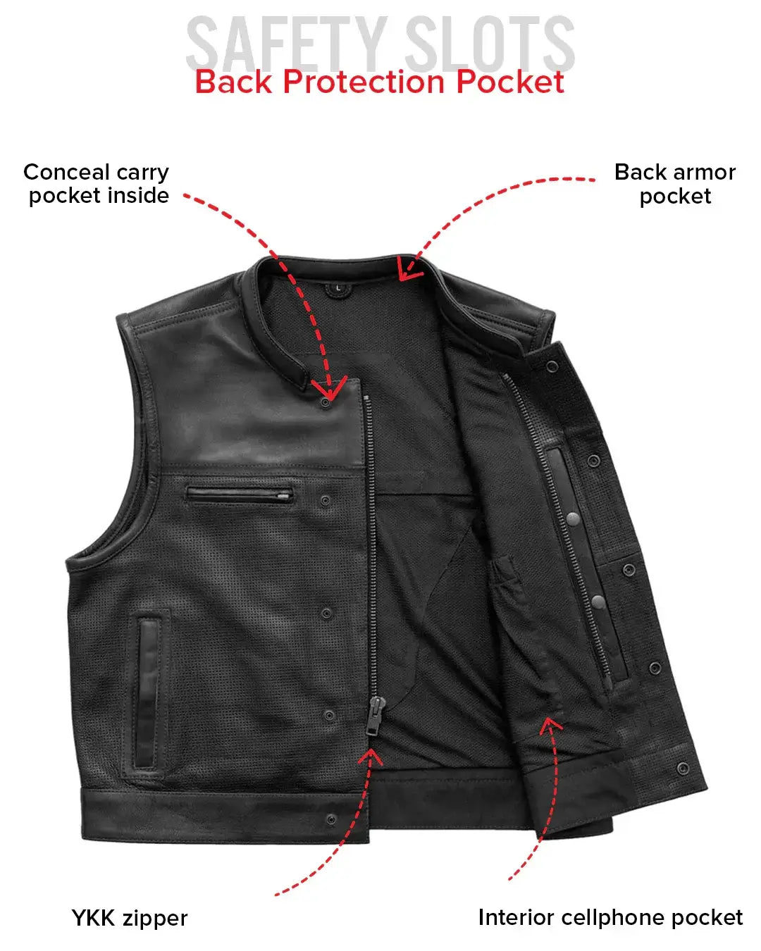 Lowrider Perforated Men's Leather Vest - First Manufacturing Company - Flyclothing LLC