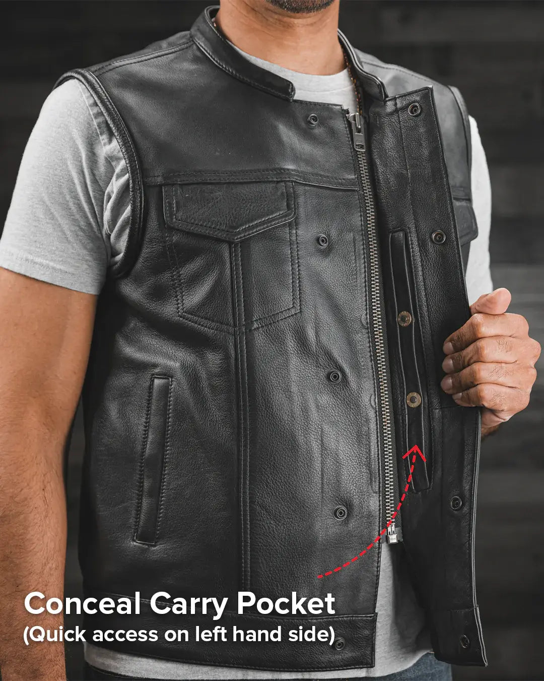 Blaster Men's Leather Motorcycle Vest - First Manufacturing Company - Flyclothing LLC