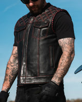 Sinister - Men's Motorcycle Leather Vest - First Manufacturing Company - Flyclothing LLC