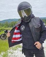 Born Free Men's Leather Motorcycle Leather Vest - Red Stitch - First Manufacturing Company - Flyclothing LLC