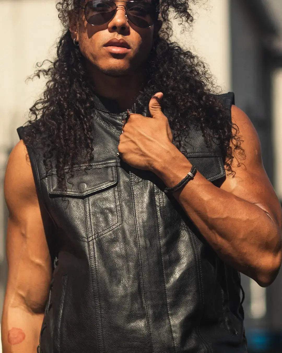 Sniper Men's Motorcycle Leather Vest - First Manufacturing Company - Flyclothing LLC
