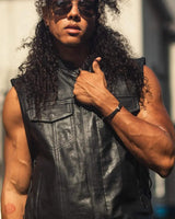 Sniper Men's Motorcycle Leather Vest - First Manufacturing Company - Flyclothing LLC