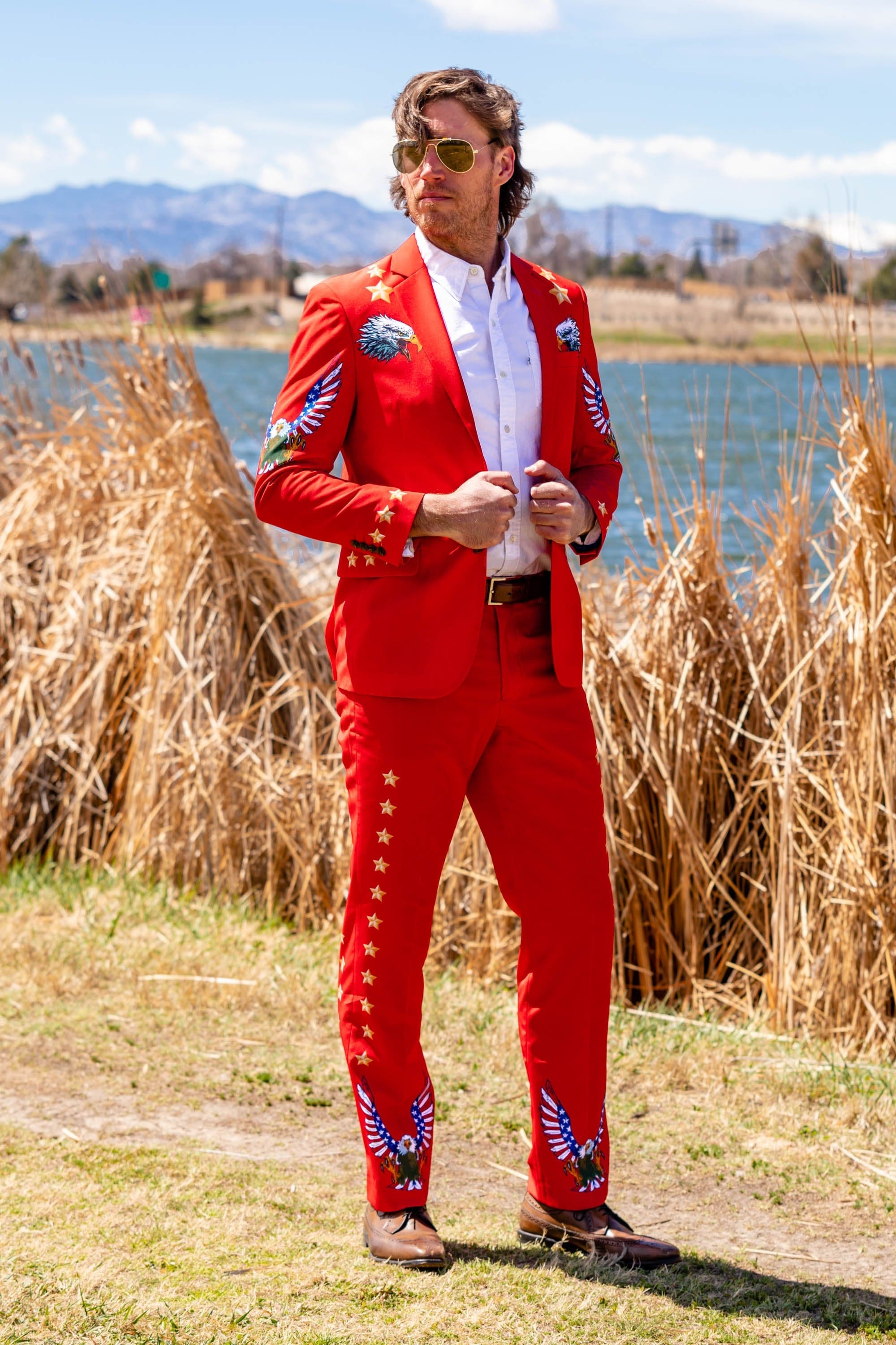 The Sunday Best | Western Style Red USA Suit - Shinesty