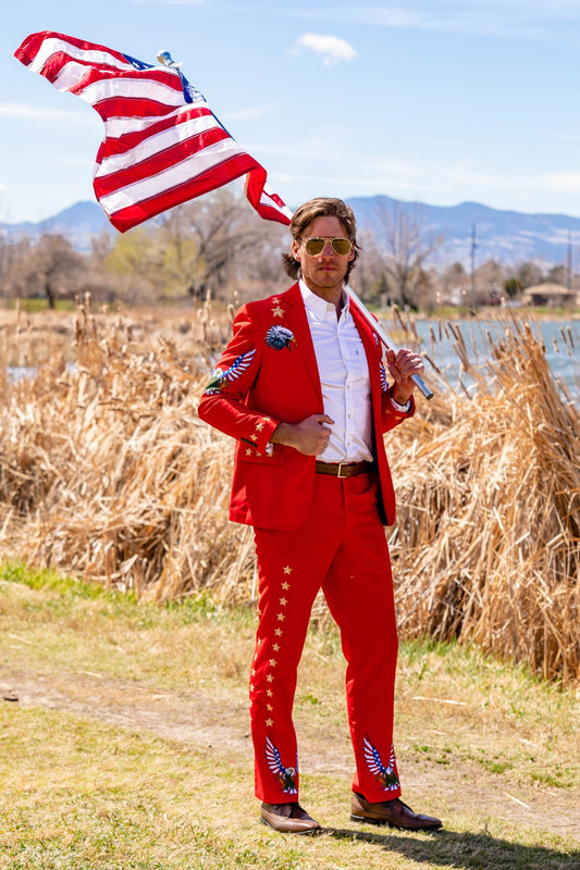 The Sunday Best | Western Style Red USA Suit - Shinesty