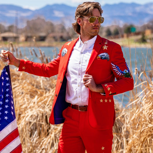 The Sunday Best | Western Style Red USA Suit - Shinesty