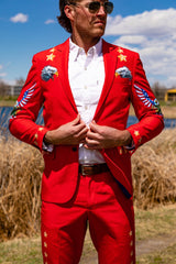 The Sunday Best | Western Style Red USA Suit - Shinesty