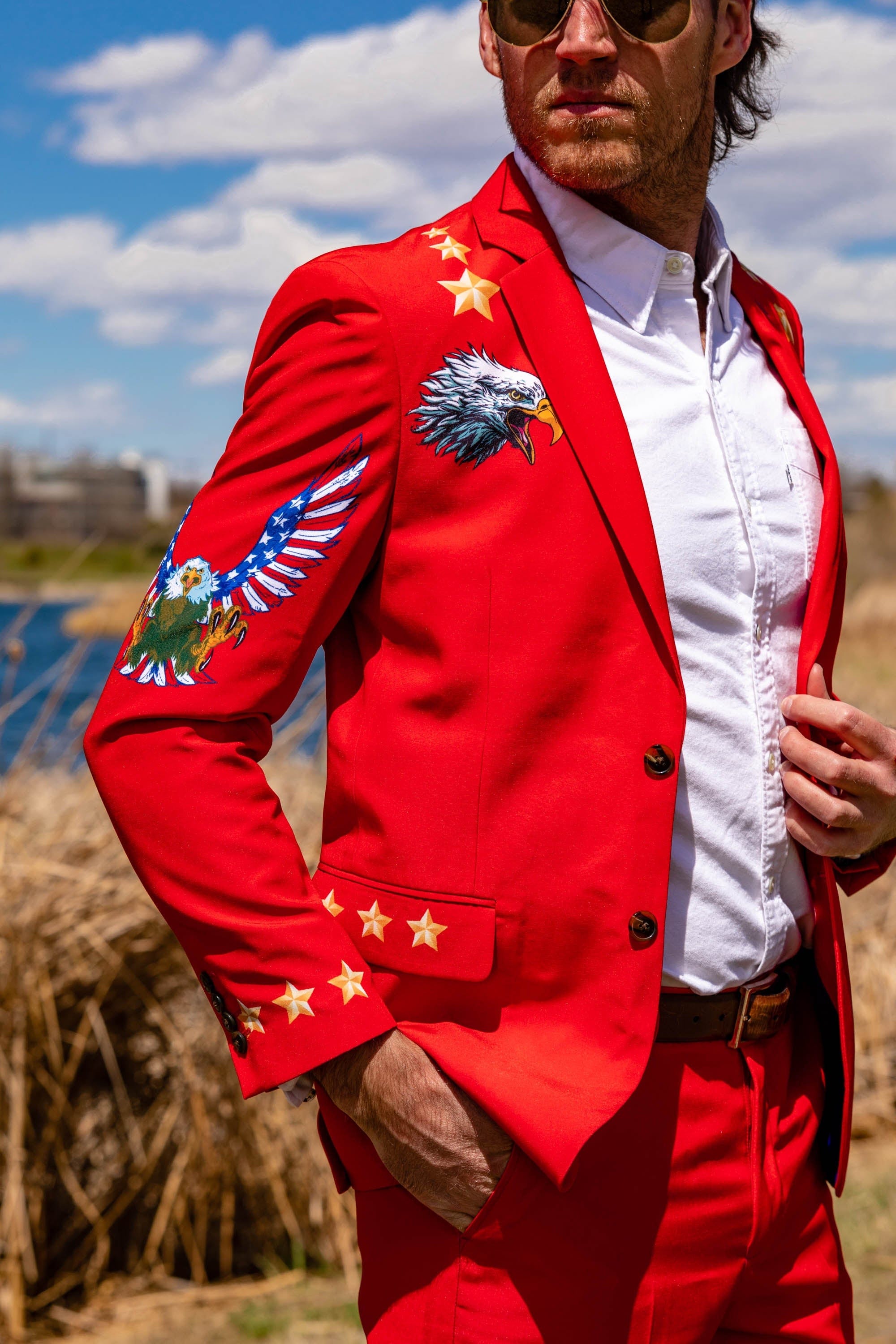 The Sunday Best | Western Style Red USA Suit - Shinesty