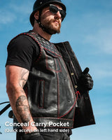 Hornet Men's Club Style Leather Vest - First Manufacturing Company - Flyclothing LLC