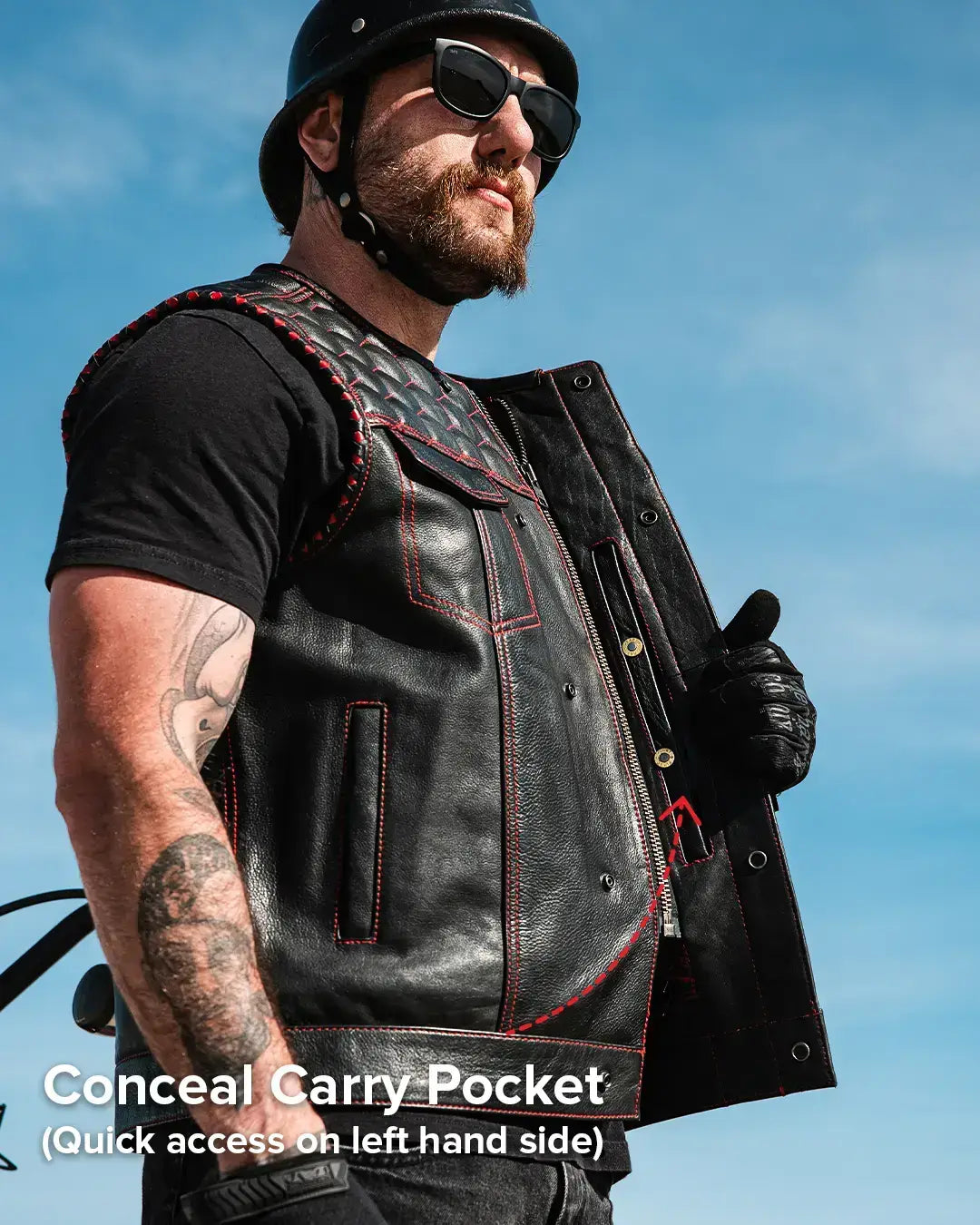 Hornet Men's Club Style Leather Vest - First Manufacturing Company - Flyclothing LLC