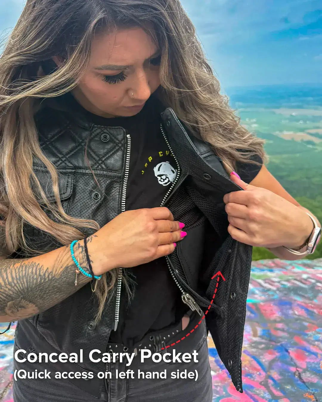 Bonnie Perforated Women's Motorcycle Leather Vest - First Manufacturing Company - Flyclothing LLC