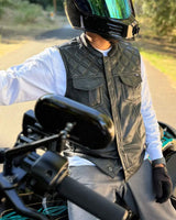 Downside Perforated Men's Motorcycle Leather Vest - First Manufacturing Company - Flyclothing LLC