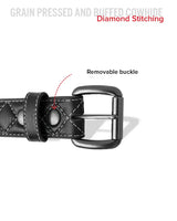 Diamond Quilted Leather Belt - First Manufacturing Company - Flyclothing LLC