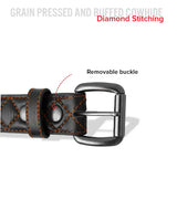 Diamond Quilted Leather Belt - First Manufacturing Company - Flyclothing LLC