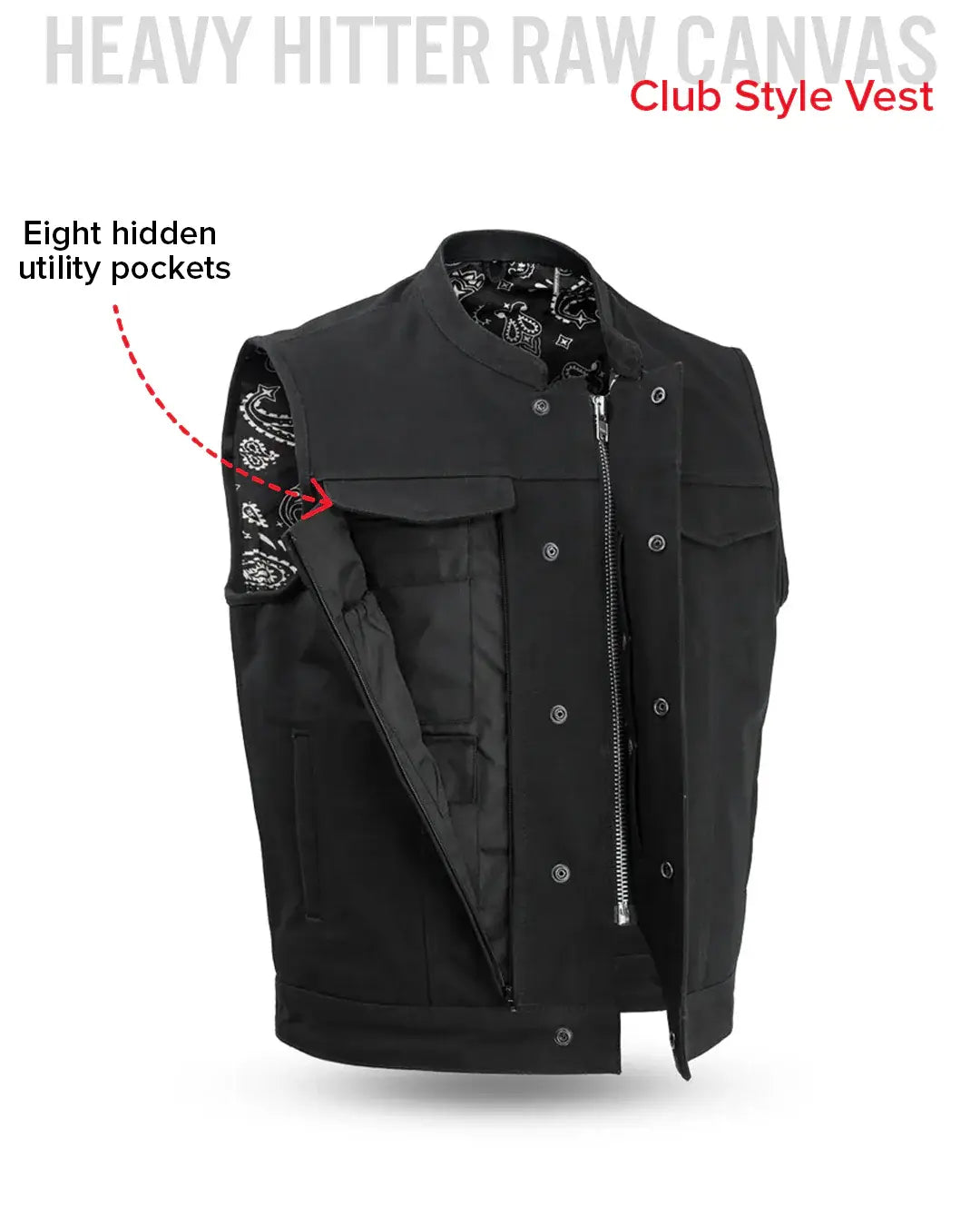 Highland V2 Men's Motorcycle Canvas Vest - First Manufacturing Company - Flyclothing LLC