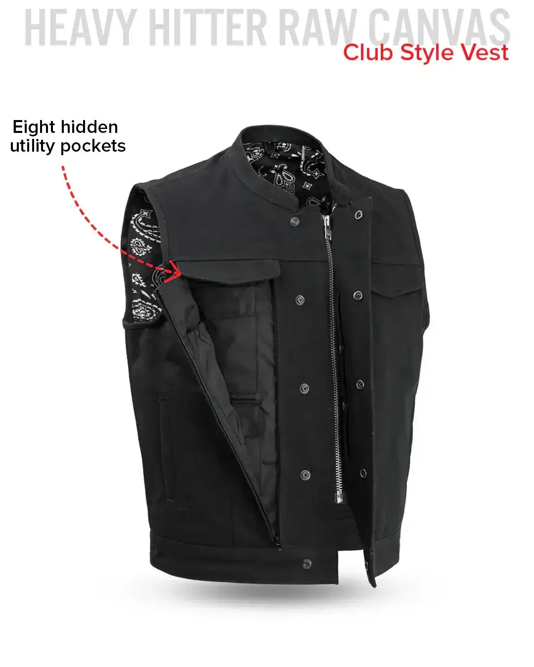 Highland V2 Men's Motorcycle Canvas Vest - First Manufacturing Company - Flyclothing LLC