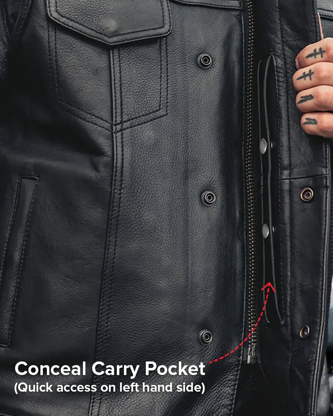 Downside Men's Motorcycle Leather Vest - First Manufacturing Company - Flyclothing LLC