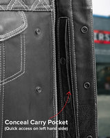 Downside Men's Motorcycle Leather Vest - First Manufacturing Company - Flyclothing LLC