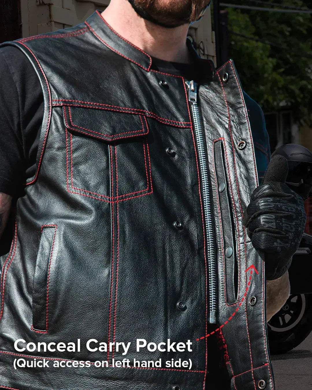 The Cut Men's Motorcycle Leather Vest, Multiple Color Options - First Manufacturing Company - Flyclothing LLC