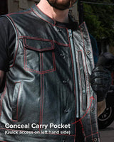 The Cut Men's Motorcycle Leather Vest, Multiple Color Options - First Manufacturing Company - Flyclothing LLC