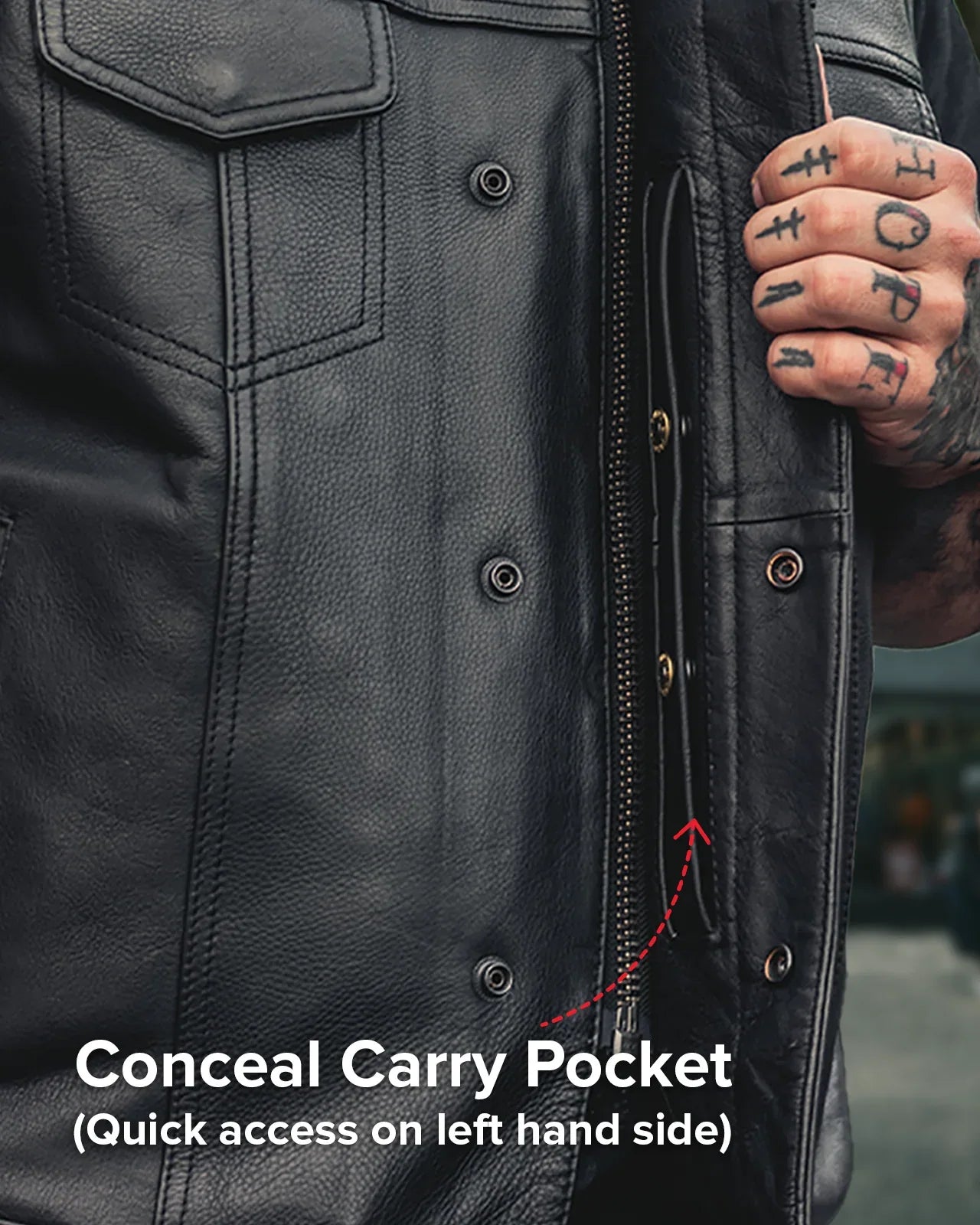 Upside Men's Club Style Leather Vest - First Manufacturing Company - Flyclothing LLC