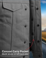 Lowside Grey Men's Motorcycle Canvas Vest - First Manufacturing Company - Flyclothing LLC
