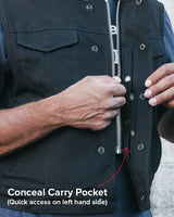 Lowside Black Men's Motorcycle Canvas Vest - First Manufacturing Company - Flyclothing LLC